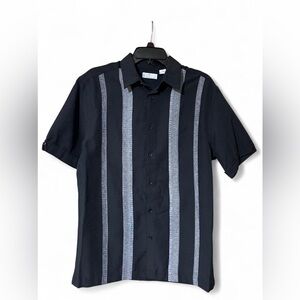 Elegant Black and Gray Striped Men's Shirt